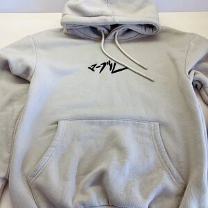 Marble Soda MS Embroidered Bone Beige Tan Hoodie Sweatshirt S Cotton Polyester
